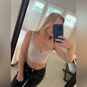 Purple and White plaid cropped tank top